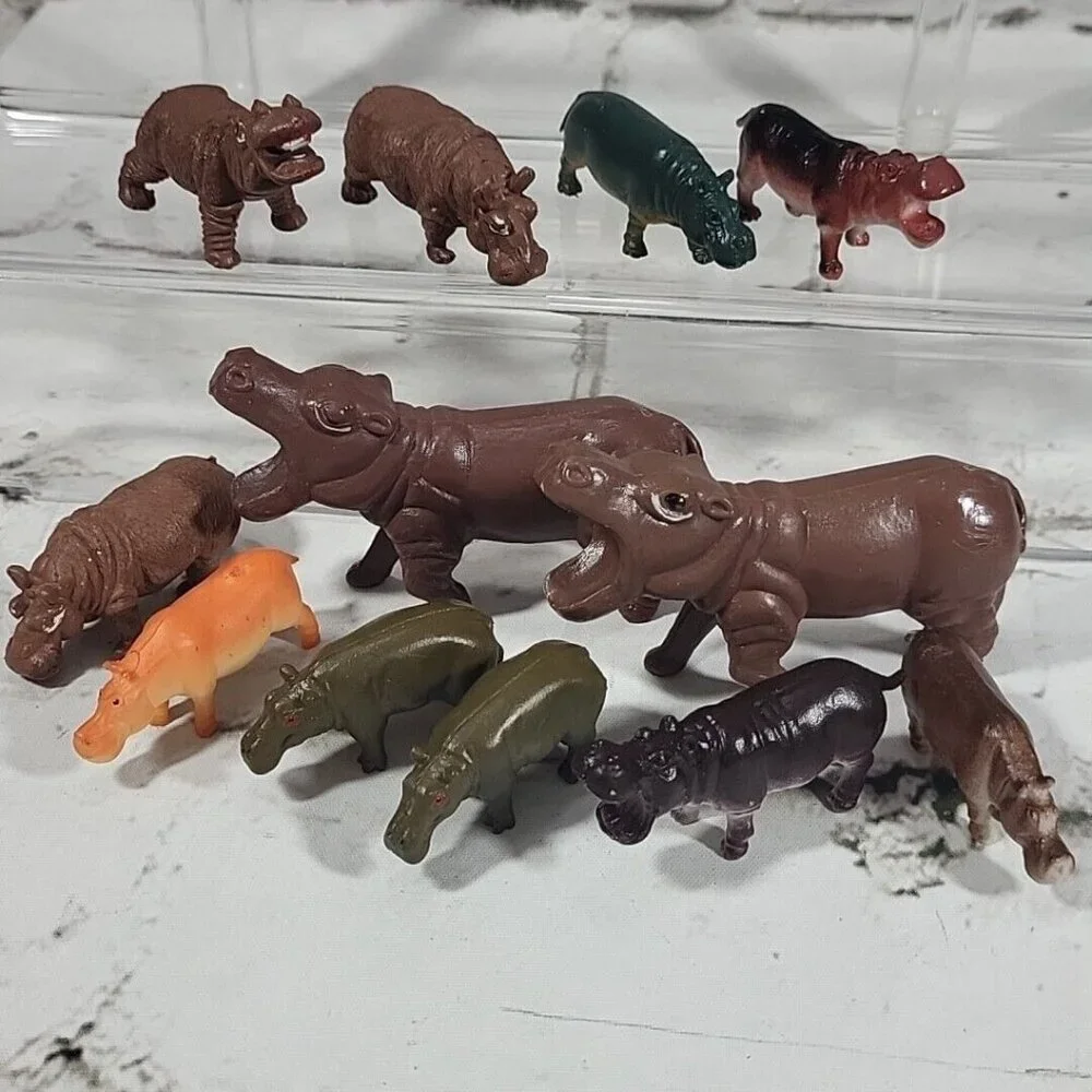 Hippos Hippopotamus Figures Toys Collectibles Lot of‎ 12